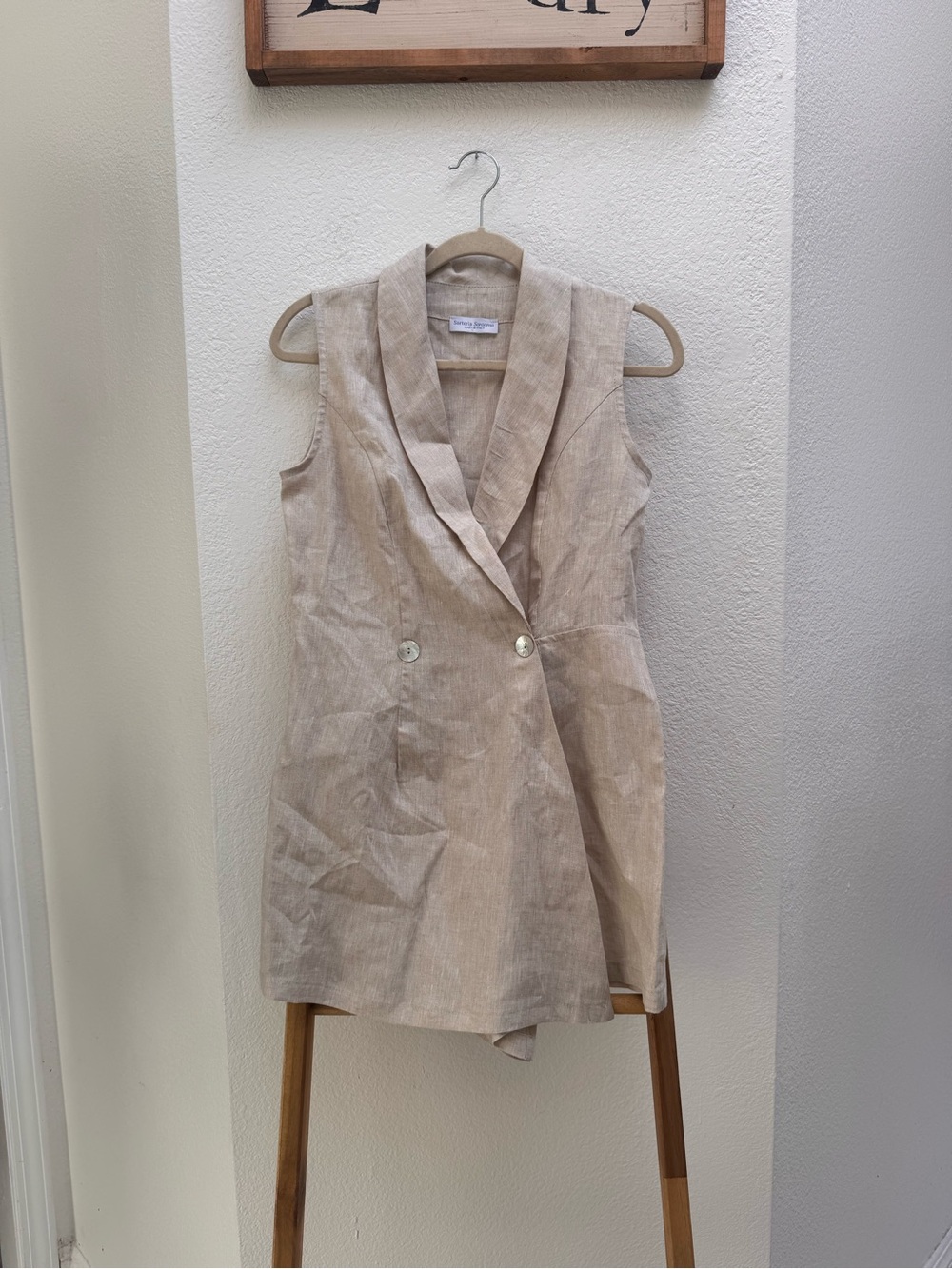 Sartoria Sarcena 100% Linen Made Italy   Feminine Blazer Short Romper Minimalist